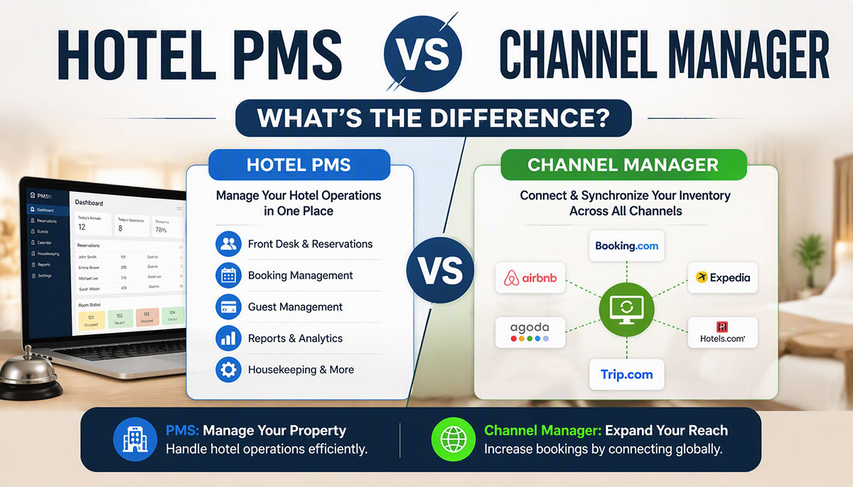 Hotel PMS vs Channel Manager: What's the Difference?